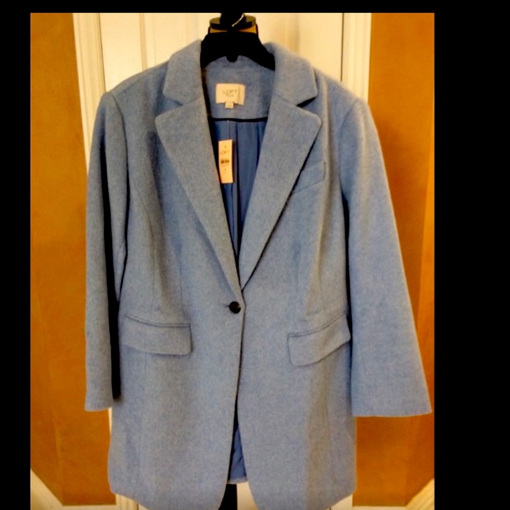 Loft Plus Wool Blend Blue Coat size 18 nwt